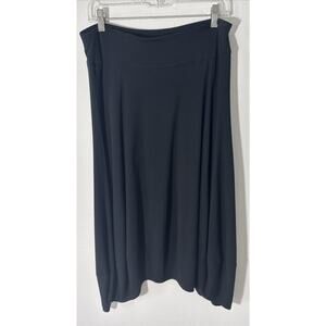 Eileen Fisher Black Skirt Asymmetrical Hem Stretch Rayon Elastic Waist Medium